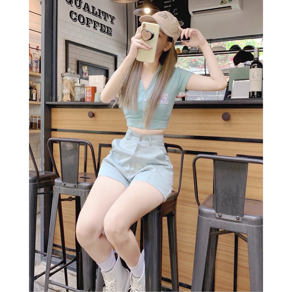 Quần SHORT NỮ ỐNG RỘNG CẠP CAO BAE BANDAR KAKI TRƠN Màu HỒNG/XANH MINT/TAN/ĐEN SIÊU ĐẸP TÔN DÁNG TOP Store