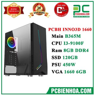 Máy Tính PCBH INO3D GTX 1660 (I3 9100F/ B365/ 8GB/ 120GB/ 450W/ 1660 6G)