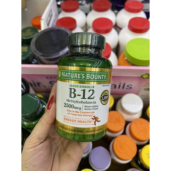 Vitamin b12 2500mcg 300 viên nature bouny mỹ-Viên Uống Nature's Bounty Bổ Sung Vitamin B12 200 Viên