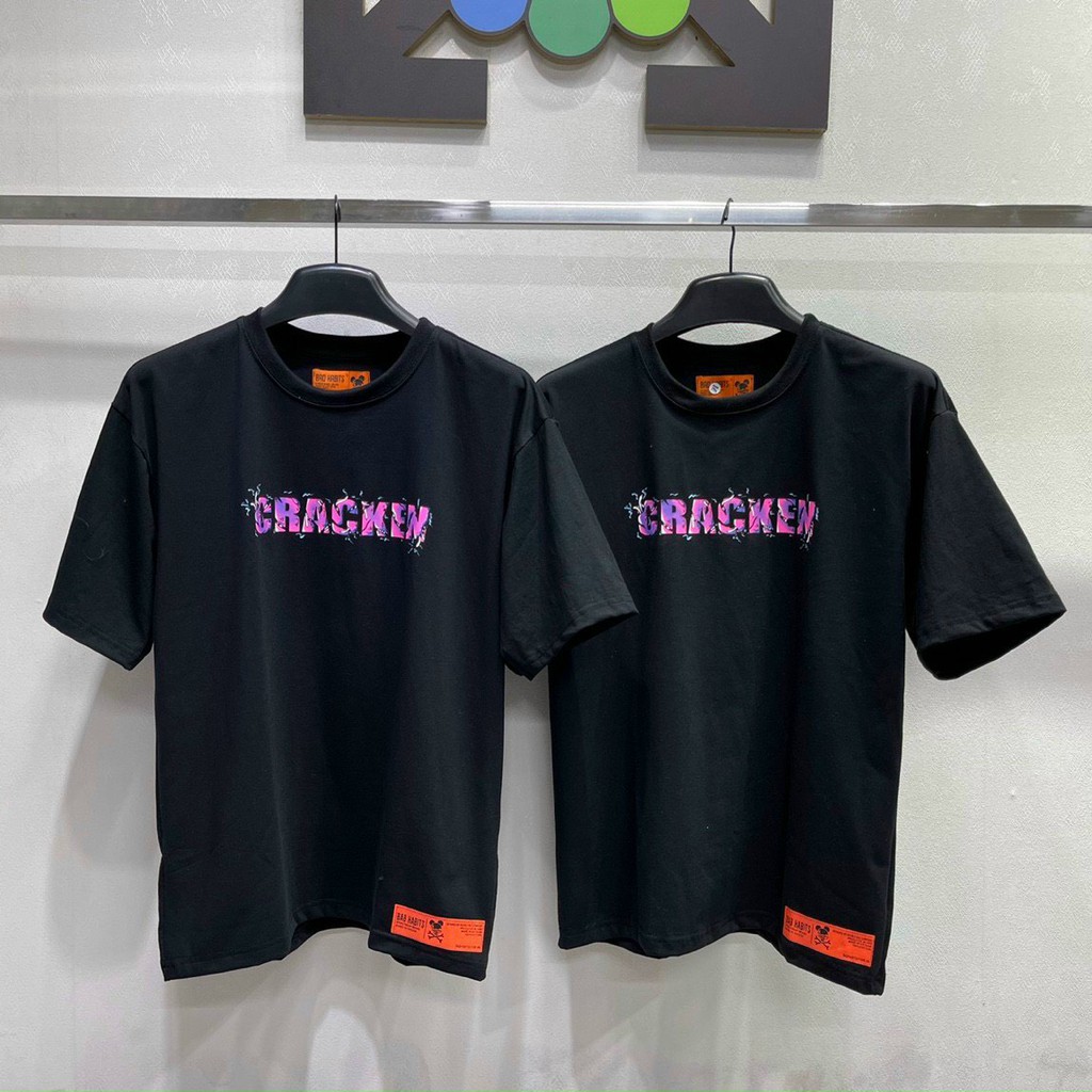 Áo thun CRACKEN người máy họa tiết đầu lâu tím unisex form rộng tay lỡ | BigBuy360 - bigbuy360.vn