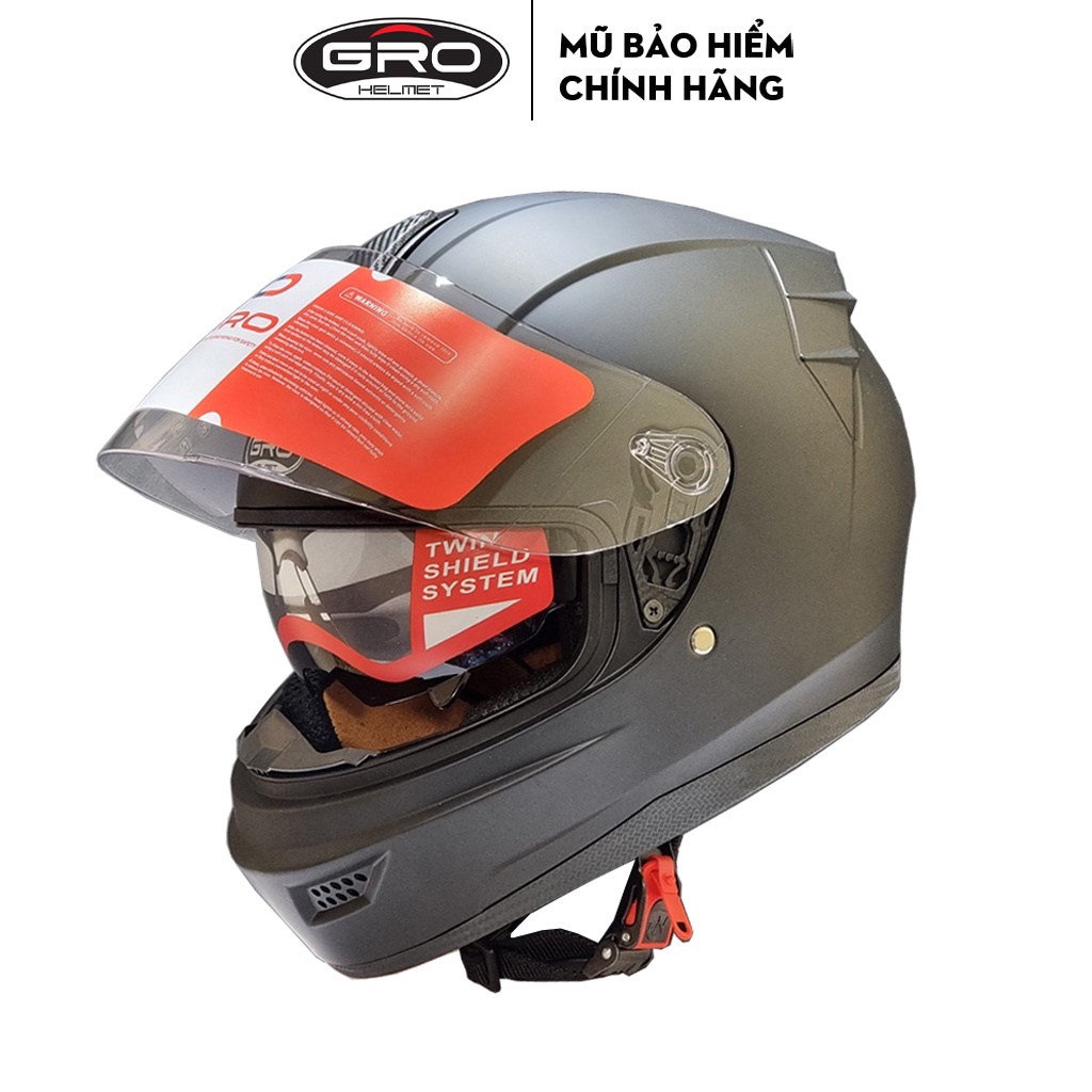Mũ bảo hiểm FullFace GRO ST26 chuyên phượt 2 kính, an toàn, hiện đại, Freesize vòng đầu từ 56-59cm