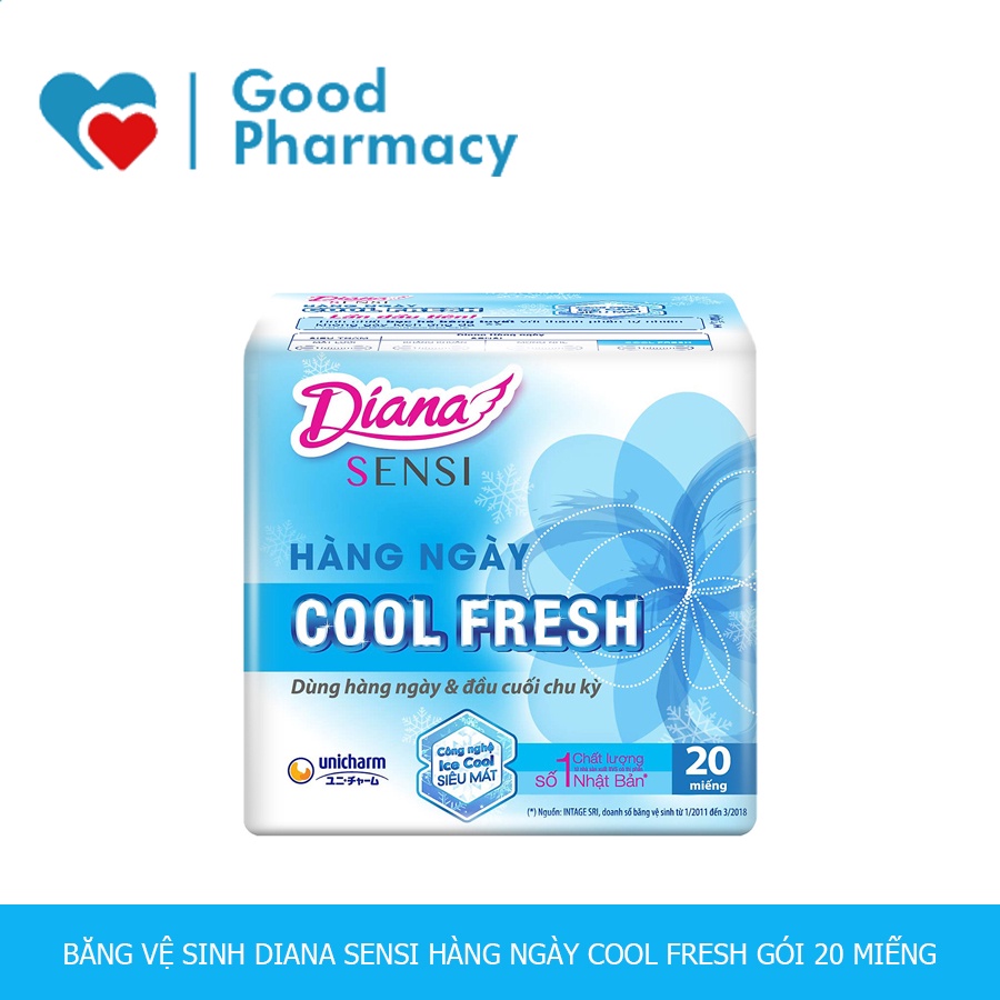 Băng vệ sinh Diana Sensi Hàng ngày Cool fresh - Gói 20 miếng