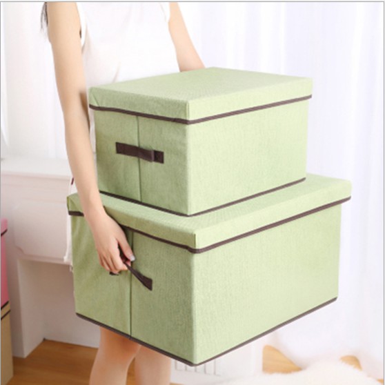 Combo 2 thùng vải cứng có nắp đậy đựng đồ dùng, quấn áo phong cách nhật bản tiện lợi