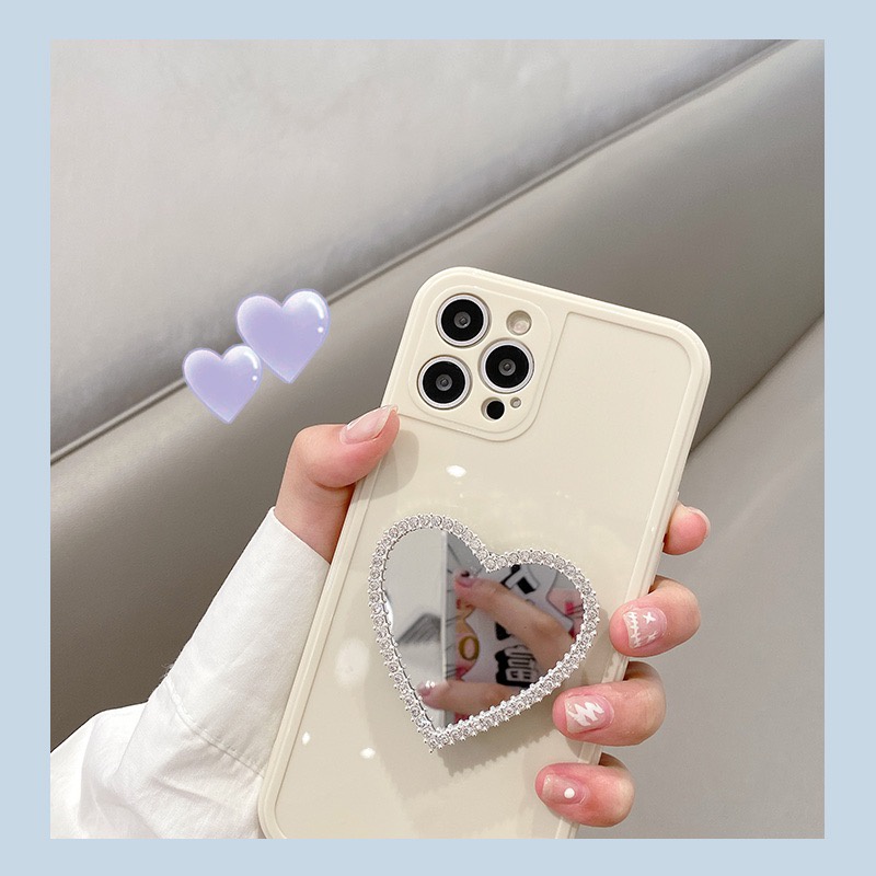 Ốp điện thoại mềm màu trắng có giá đỡ tráng gương thích hợp cho Iphone 12 Pro Max 11 Pro Max Xs Max Xr X 7 8 Plus 7 Plus