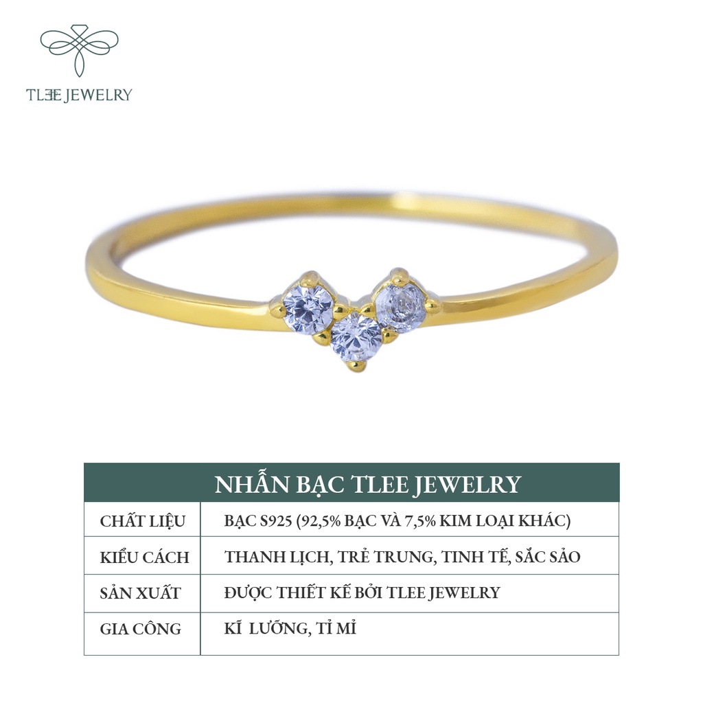 Nhẫn bạc nữ TLEE tiny mảnh mạ vàng 14k cao cấp NCJ A0113