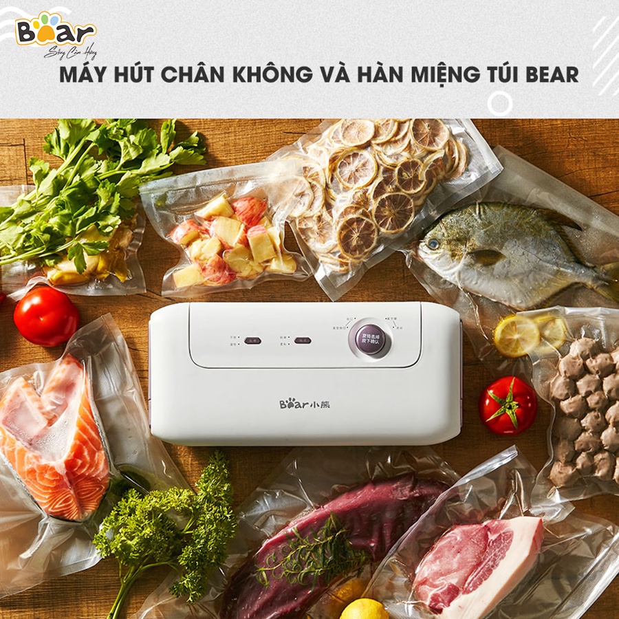 [Bear Chính Hãng]Máy hút chân không thực phẩm Bear VS-B01V1 màu trắng công suất 130W. Lực hút mạnh, áp suất 70KPA