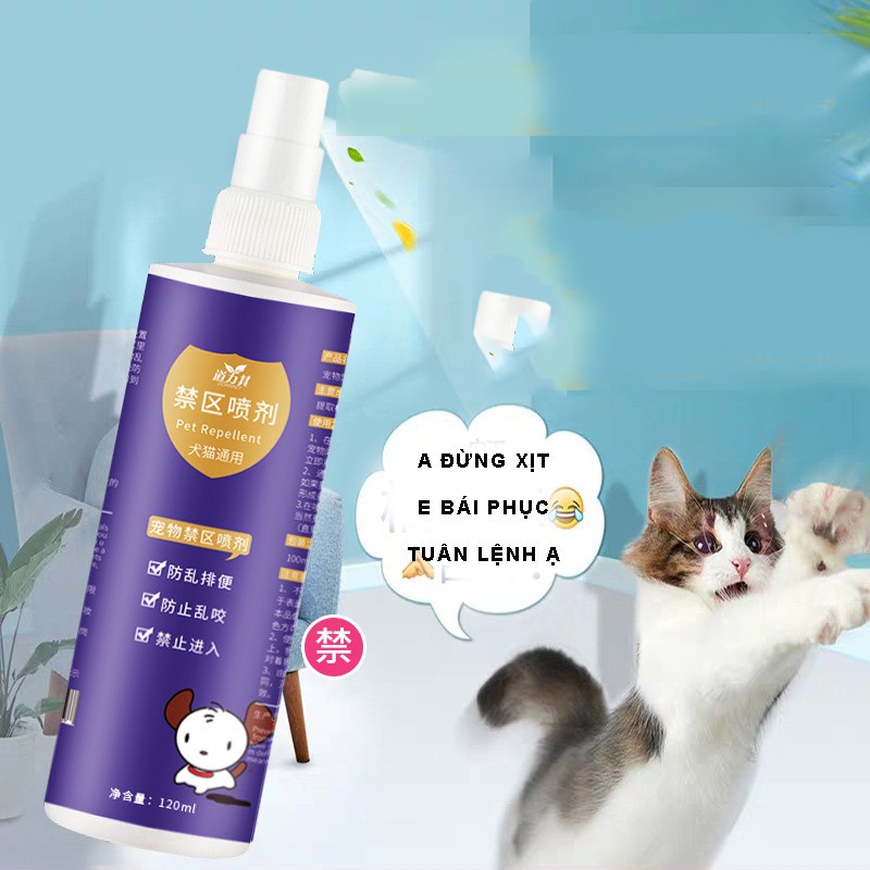 [Mã PET50K giảm Giảm 10% - Tối đa 50K đơn từ 250K] Bình xịt huấn luyện đi vệ sinh đúng nơi cho chó PET REPELLENT -120ml