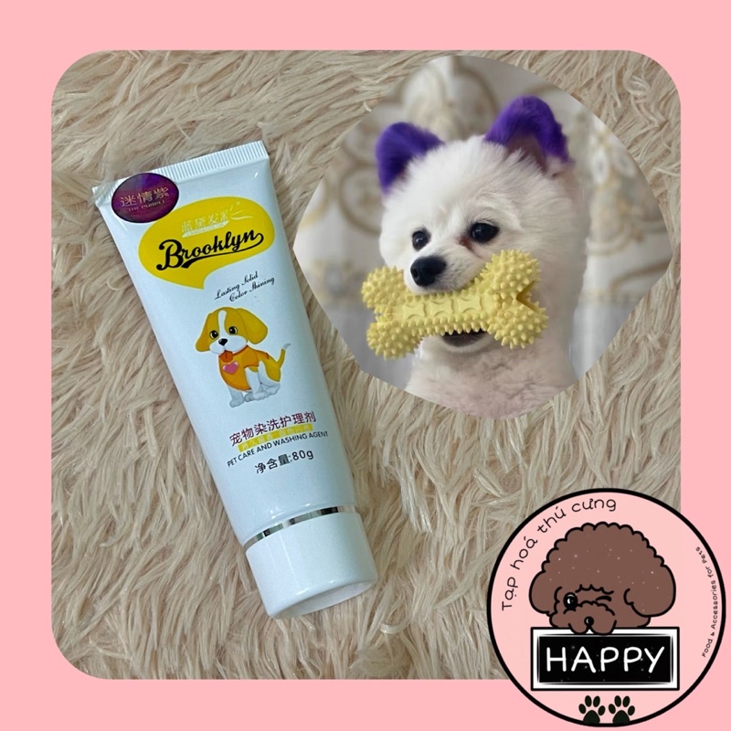 HOẢ TỐC |  Gel nhuộm Brooklyn chó mèo tuýp 80g / Thuốc nhuộm lông thú cưng kem màu hồng xanh đỏ nâu tím vàng cam