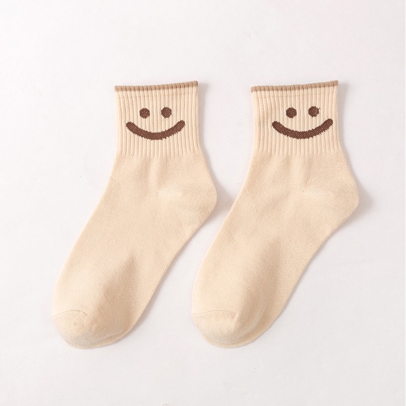 Tất cao cổ nữ chất cotton họa tiết mặt cười lớn phong cách Vintage - T067 Girl_Friday