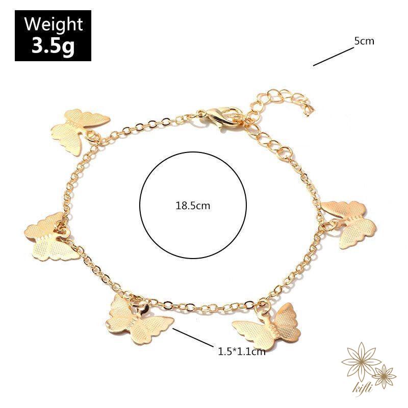 Vòng Đeo Cổ Chân Dây Xích Mặt Hình Bướm Màu Xanh Dương Thời Trang Cho Nữ