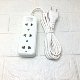 Ổ cắm 3 liền dây dài 3B3, 3B5 SOPOKA dây dài 2.5m và 4.5m chịu tải 1200w dùng gia đình cắm quạt, sạc điện thoại