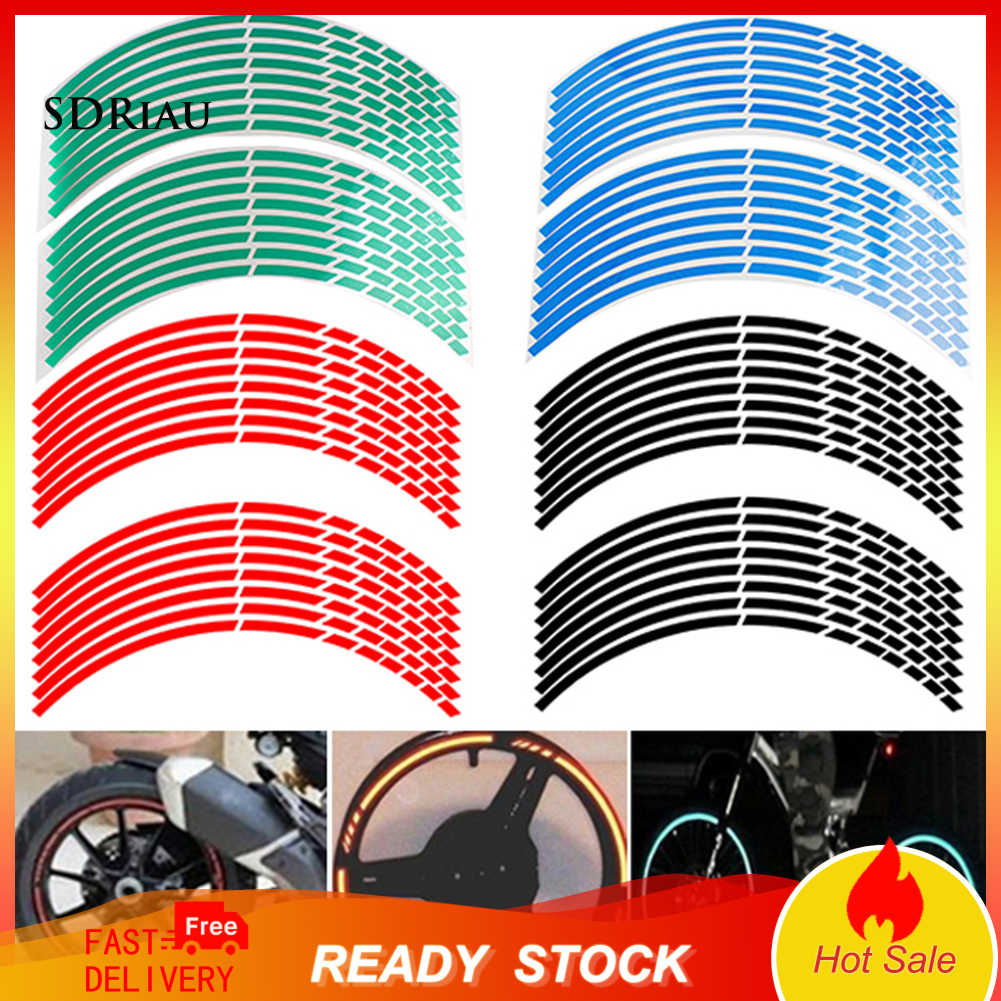Set 16 miếng dán phản quang trang trí vành bánh xe