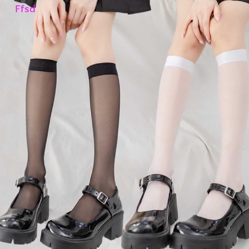 {Ffsd} Jk Vớ Mỏng Cao Đến Đầu Gối Nylon Siêu Mỏng Trong Suốt Thoáng Khí Cho Nữ * Hàng Bán Chạy *