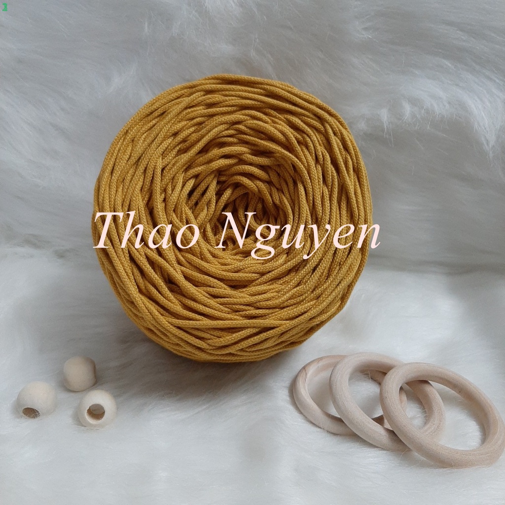 Dây dệt đan macrame, túi ví handmade. MÀU VÀNG TƯƠI- 3mm