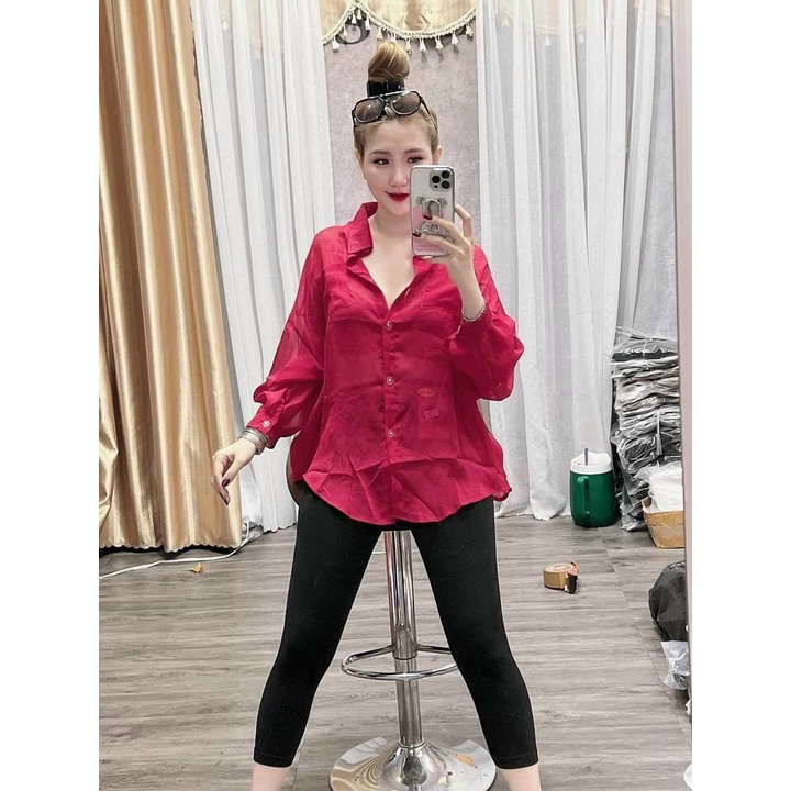 Set Áo Sơ Mi Lụa Quần Thun Bó Cực Cá Tính