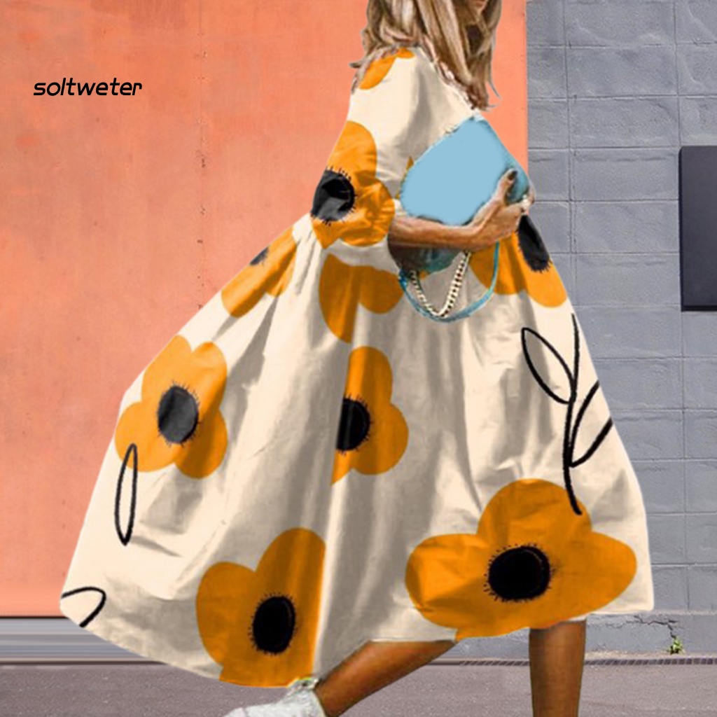 Đầm Đi Biển Tay Lửng Mềm Mại Phong Cách Boho