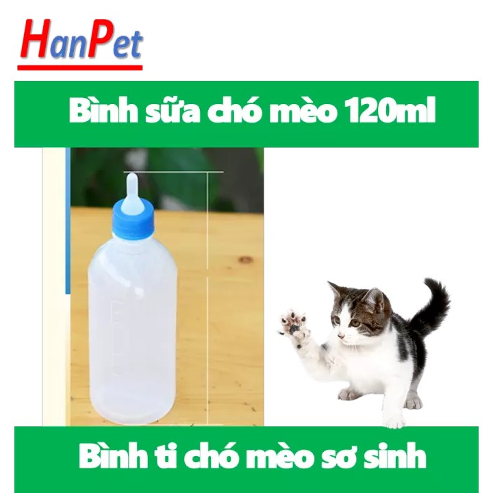 Hanpet- BÌNH SỮA chó mèo  ( 4711693) bình 150ml+120ml cho chó mèo-bình ti cho chó mèo sơ sinh