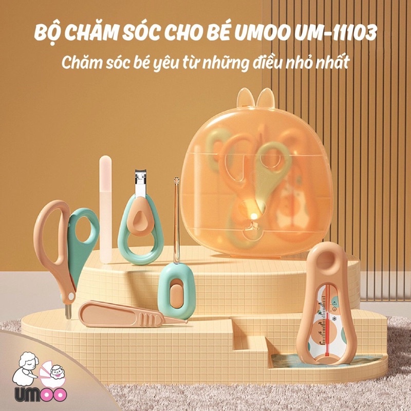 Bộ dụng cụ chăm sóc bé Umoo (bộ 6 món: bấm móng tay+nhíp+nhiệt kế nước+lấy ráy+kéo+dũa )