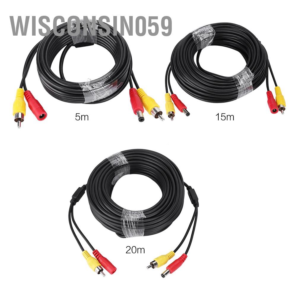Wisconsin059 RCA + DC Car Monitoring Analog Camera AV Audio Video Power Cable Wire