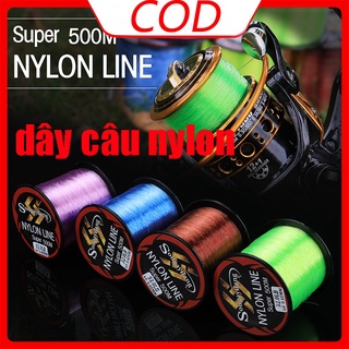 Kho sẵn sàng 500m dây câu Nylon Dòng câu cá nylon siêu mạnh11-36.3lb