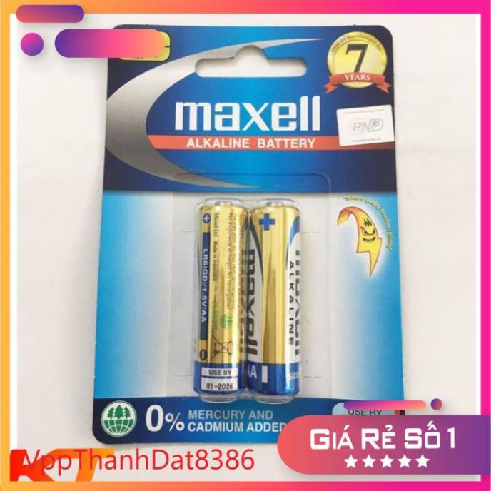 (Sale)  (Pin khô) vỉ 2 viên Pin AA Maxell alkaline 1.5v LR6 - Chính hãng