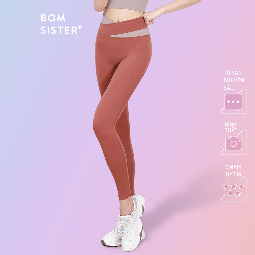 Quần thể thao tập Yoga - Gym cạp cao co giãn 4 chiều BOM SISTER QT0065