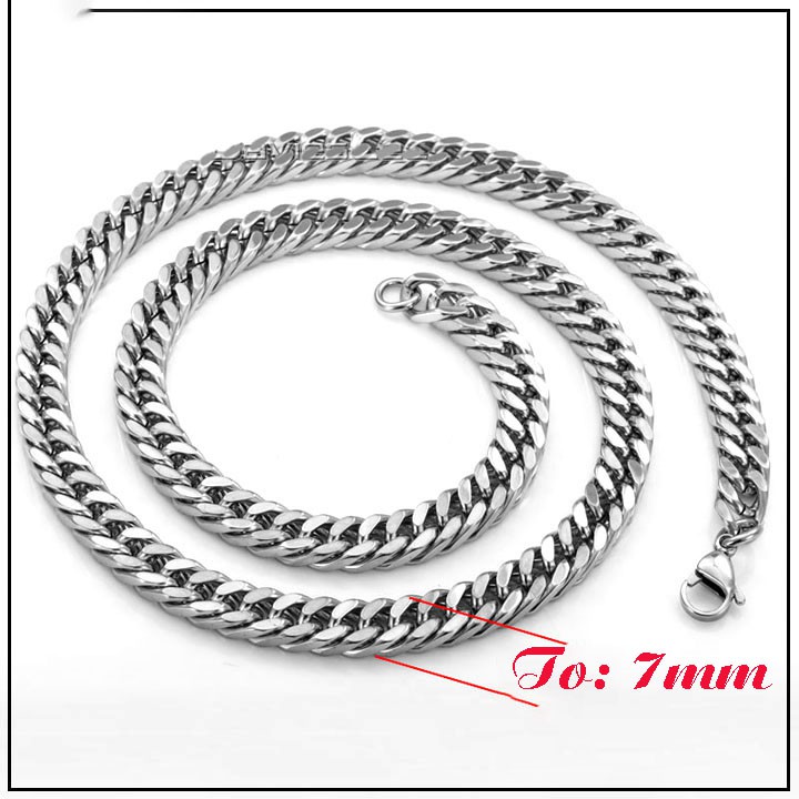 Dây chuyền inox kiểu lặc đôi 7mm sáng đẹp, không đen, không gỉ - Đem lại đẳng cấp, phong độ cho người đeo