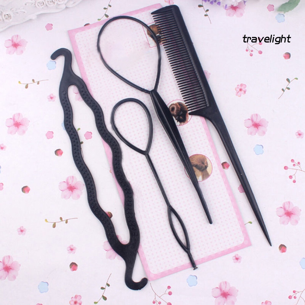 [Hàng mới về] Set 4 dụng cụ tạo kiểu tóc tết bím tiện dụng