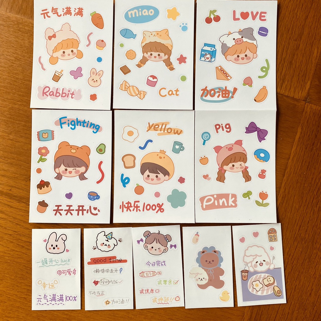 [THANH LÝ] Sticker cô gái dễ thương xinh xắn hình nhãn dán ghi chú