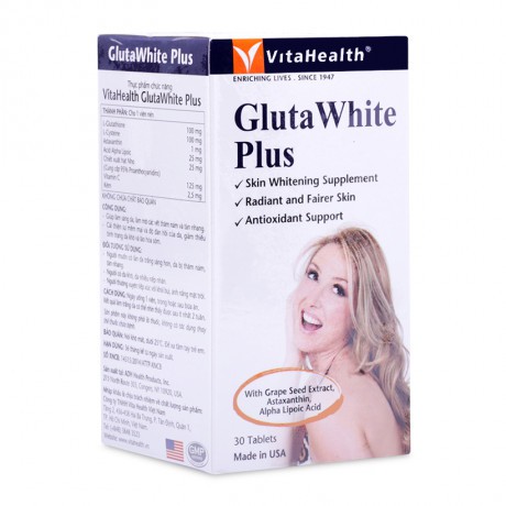Viên Uống Trắng Da, Ngăn Lão Hóa VitaHealth Gluta White Plus (30 viên)