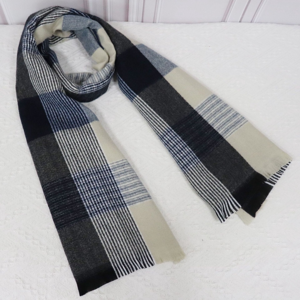 Khăn Choàng Cổ Cashmere Dày Ấm Áp Họa Tiết Kẻ Sọc Kiểu Hàn Quốc Thời Trang Mùa Đông 2022 Mới