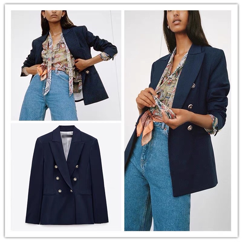 HÌNH THẬT - Áo khoác vest 2 lớp nút đồng tay dài