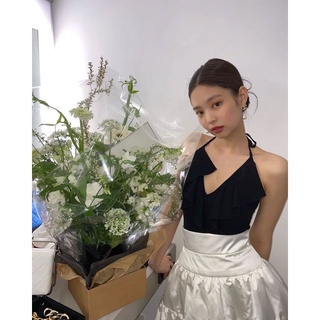 |luciey set| set áo cổ yếm chân váy lấp lánh sang chảnh jennie blackpink tléa