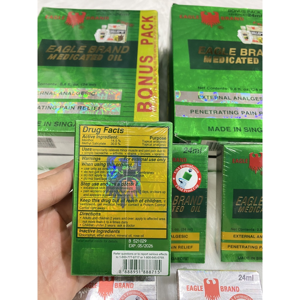 Dầu Gió Xanh 2 Nắp Mỹ / Sing Con Ó 24ml DATE XA HÀNG BAO CHUẨN