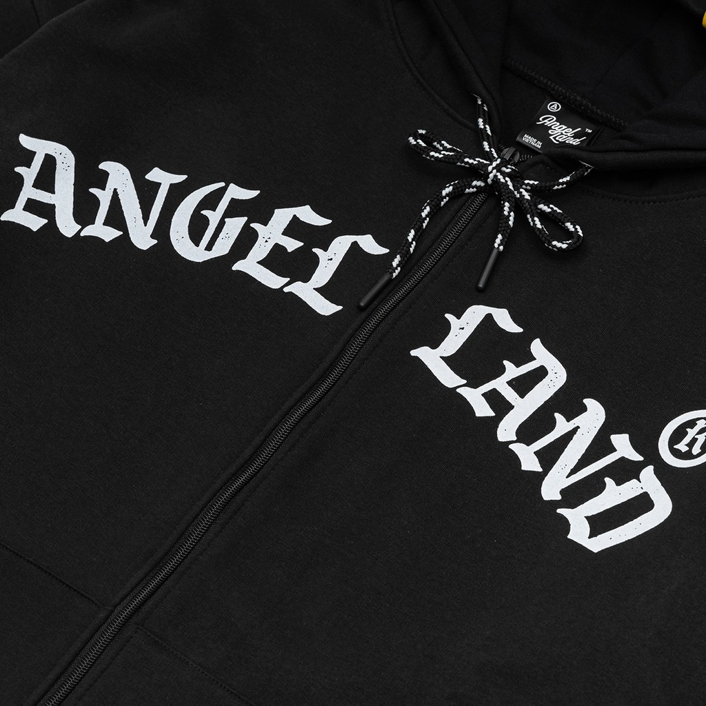 Áo Hoodie Khoá Kéo Angel-Land Chính hãng Retro-Angel Đen