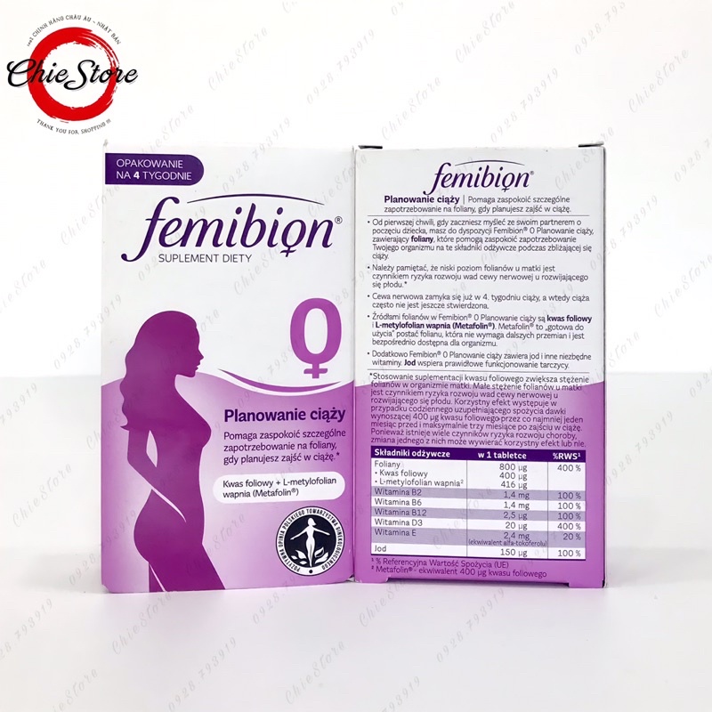 [CHÍNH HÃNG] Viên bổ trứng Femibion số 0 dành cho phụ nữ trước mang thai