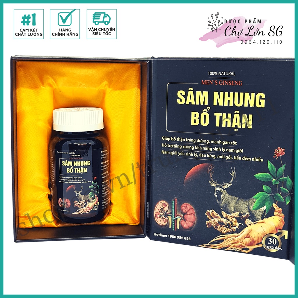 [CHÍNH HÃNG] Viên uống tăng cường sức khỏe nam giới SÂM NHUNG BỔ THẬN - Chai 30 viên