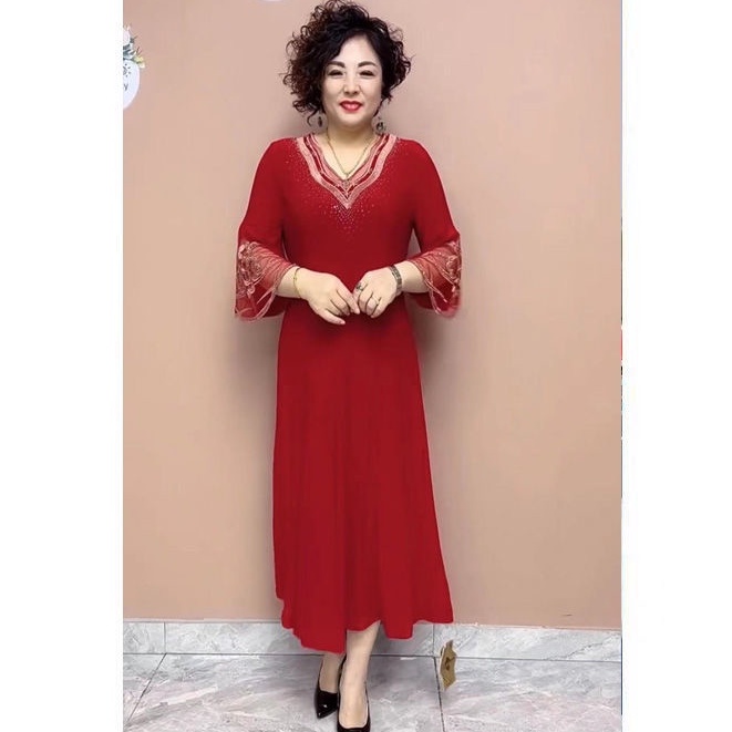 Đầm Dáng Xòe Màu Trơn Đính Đá Trang Nhã Thời Trang Mùa Xuân 2022 Cho Nữ