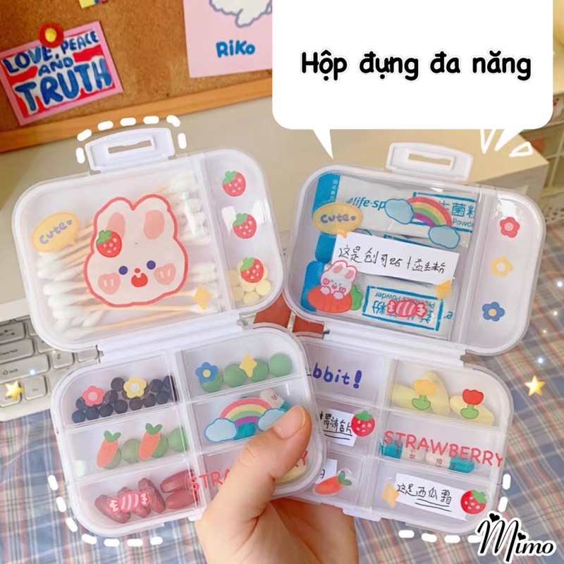 Hộp đựng mini 8 ngăn dùng để chia thuốc chống ẩm, có thể làm hộp đựng trang sức, phụ kiện nhỏ thiết kế tiện lợi