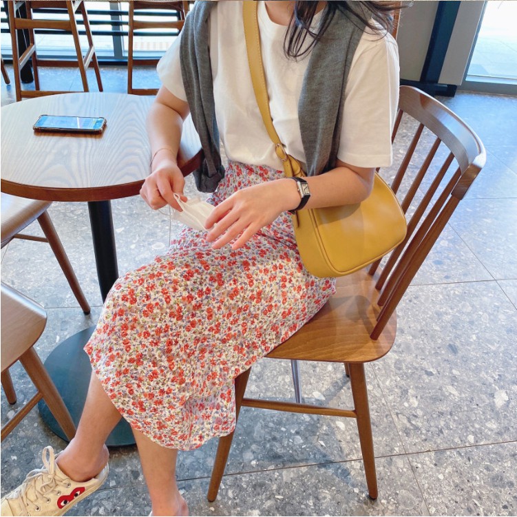 Chân váy hoa nhí vintage Chân váy công sở dài cao cấp, vải voan, cực xinh yêu [CÓ SẴN]