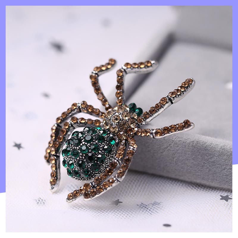 Trâm Cài Áo Hợp Kim Hình Nhện Đính Đá Phong Cách Âu Mỹ Cổ Điển Thời Trang