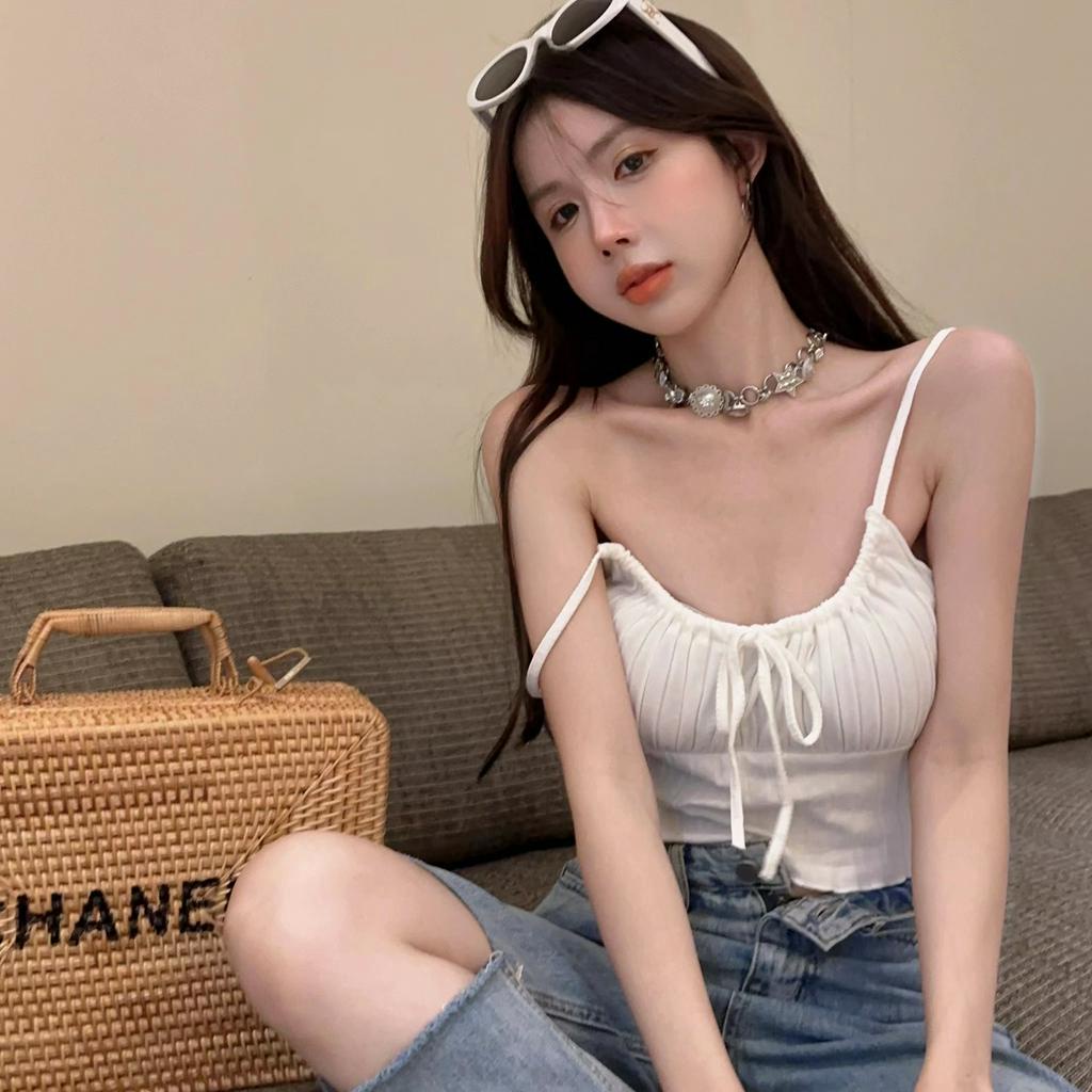 QADCOL Áo Croptop Trễ Vai Màu Trơn Phong Cách Pháp Thời Trang Mùa Hè Quyến Rũ Cho Nữ