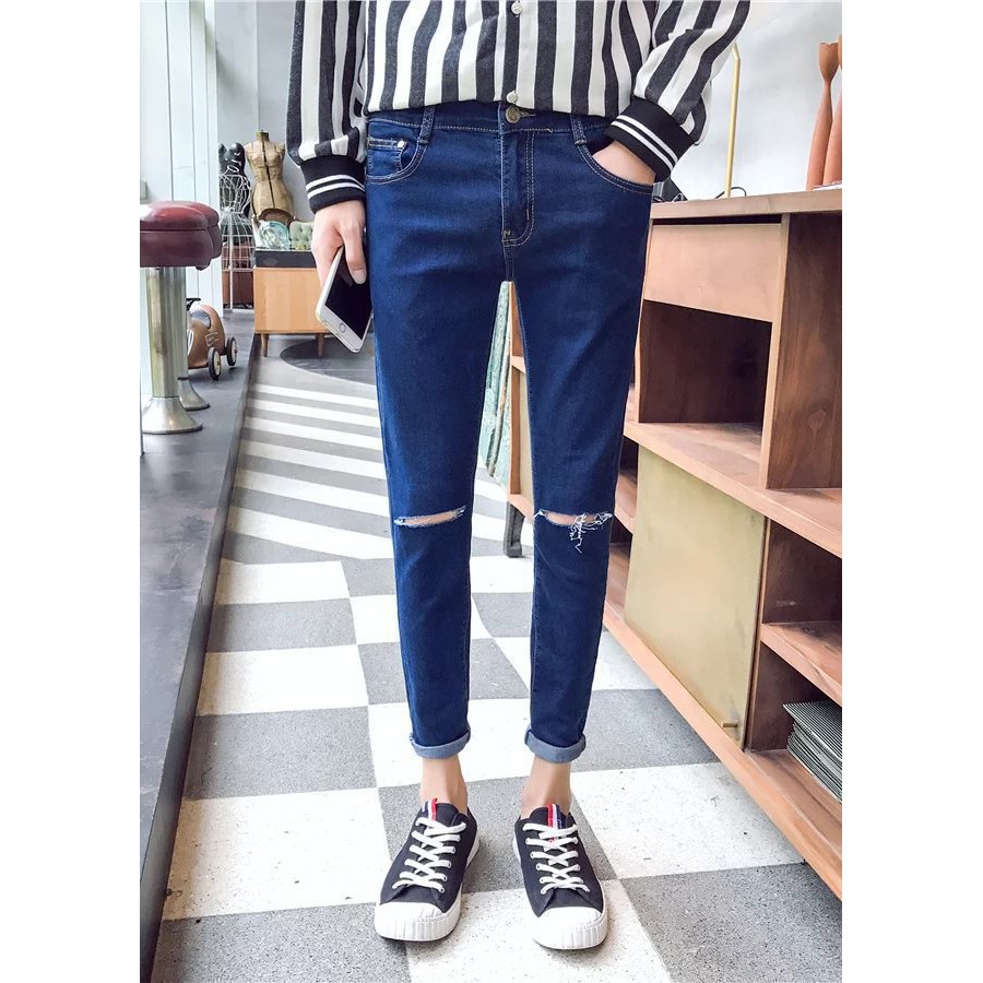 Quần Jean Nam Cotton Co Giãn Mềm Mịn Phom Ôm Dáng Hàn | BigBuy360 - bigbuy360.vn