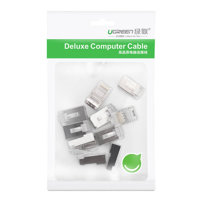 Đầu bấm mạng RJ45 UGREEN NW111 cho dây CAT6, bọc inox chống nhiễu