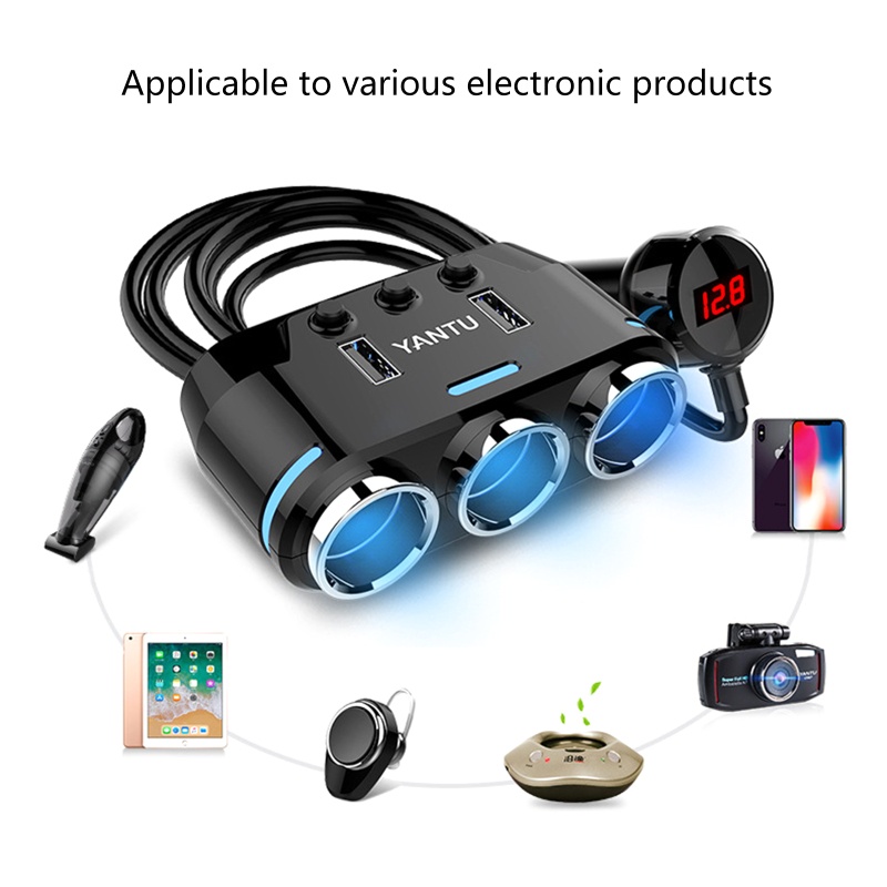 Ổ Cắm Sạc Chia 3 Cổng 12V-24V Cho Xe Hơi