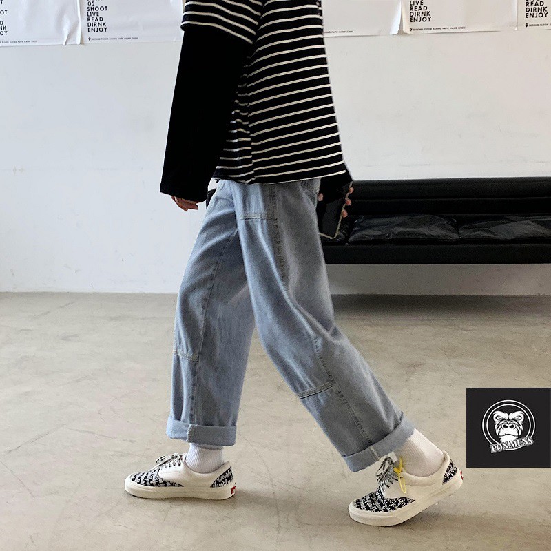 Quần jean ống suông rộng nam nữ unisex t08 2021 Pon.mens | BigBuy360 - bigbuy360.vn