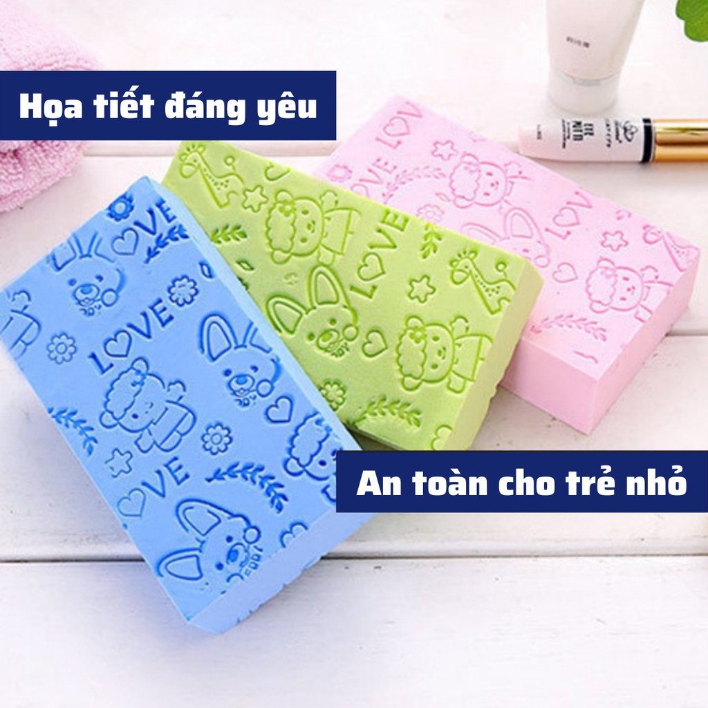 Mút tắm kì ghét Hàn Quốc PORORO - Bông tắm tẩy tế bào chết nhiều màu, VANCY