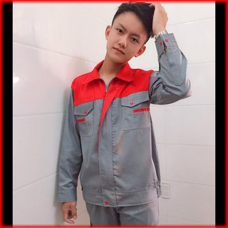 Áo bảo hộ lao động nam nữ khóa kéo SHUNI006A vải kaki liên doanh loại dày