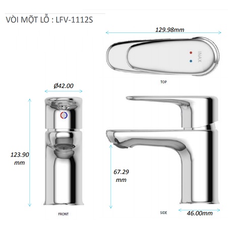 Vòi chậu lavabo INAX LFV-1112S nóng lạnh, van gật gù 2 đường nước, cam kết chính hãng
