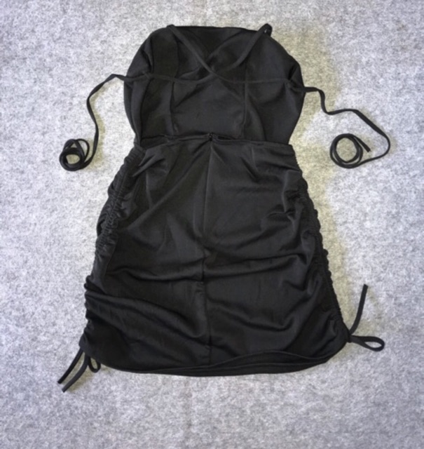 Váy ôm body hở lưng rút dây hông hai bên đen nude (Ảnh thật trãi sàn kèm feedback) | BigBuy360 - bigbuy360.vn